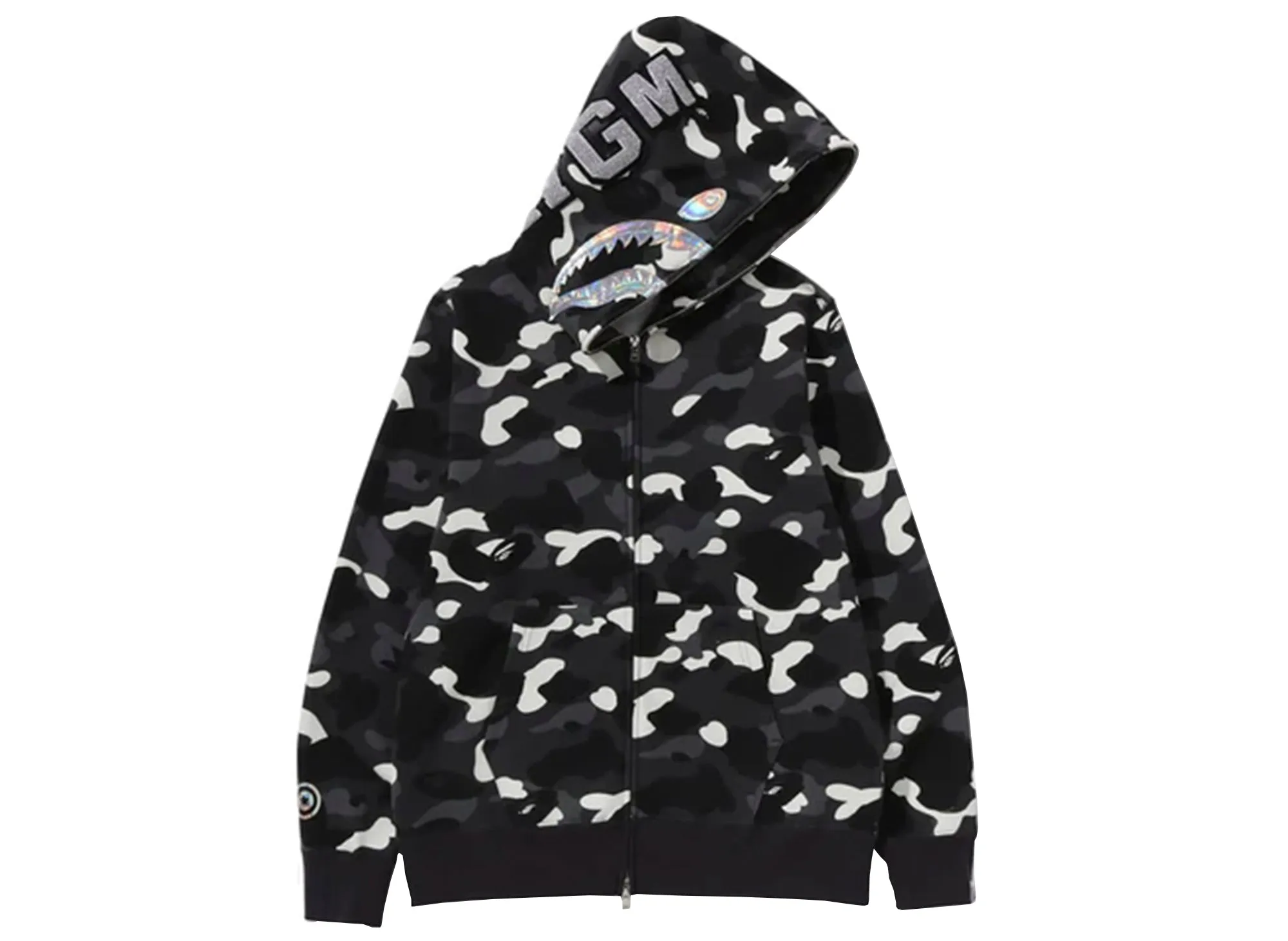 A Bathing Ape City Camo Shark Full Zip Hoodie in Black