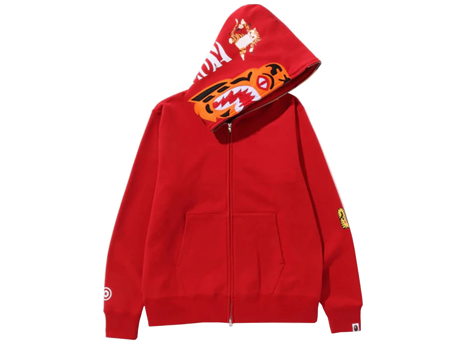 A Bathing Ape Tiger Full Zip Hoodie in Red