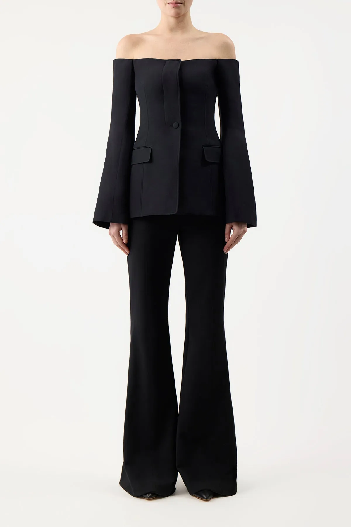 Ambrose Jacket in Black Wool Silk Cady