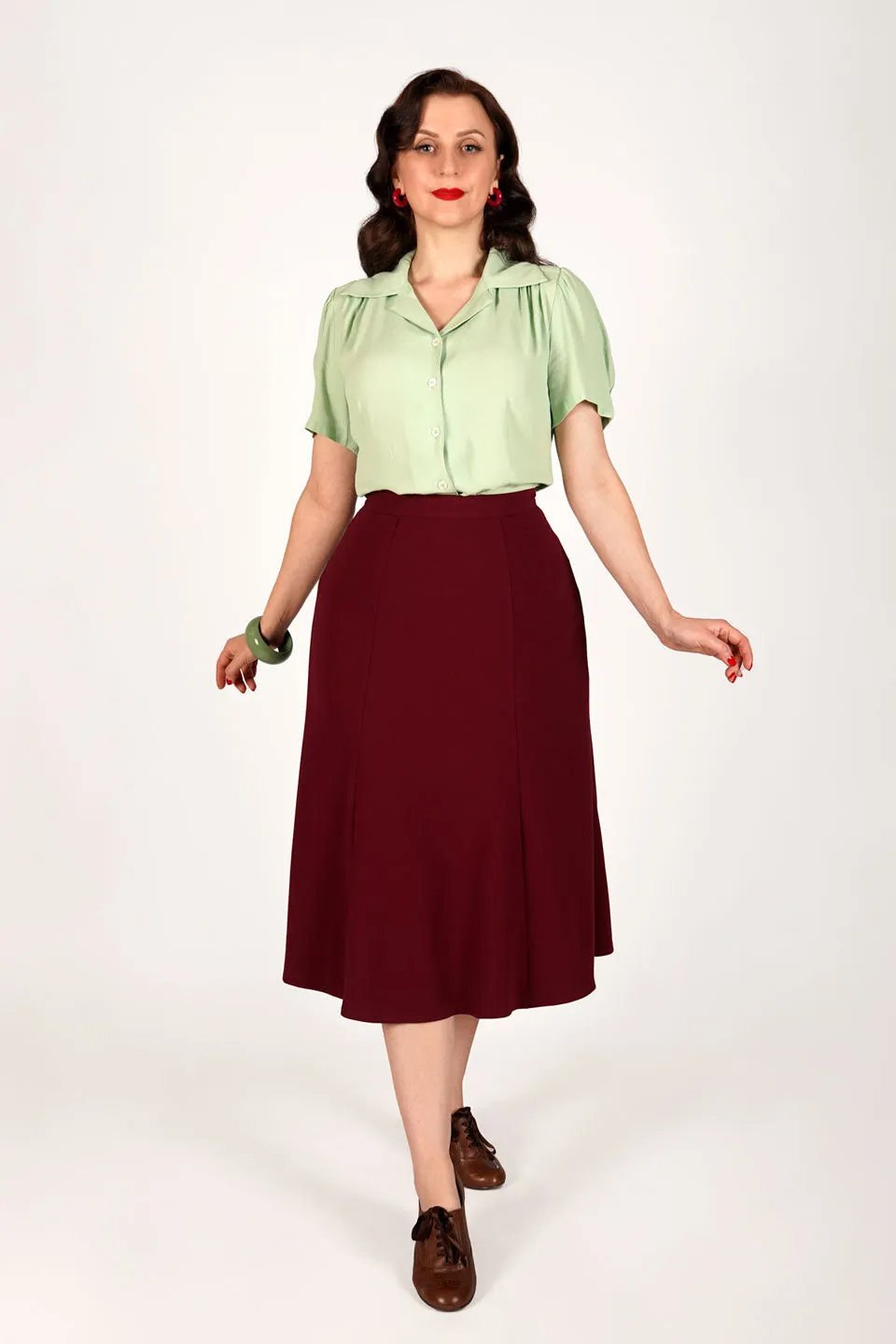 Bette Midi Skirt in Burgundy