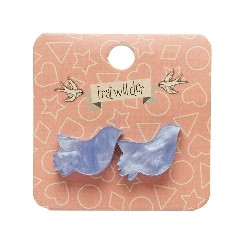 Bird Ripple Resin Stud Earrings - Blue