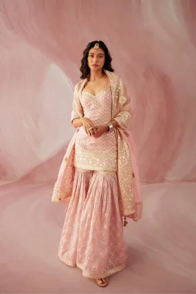 Blush Pink Spagetthi Gharara Set