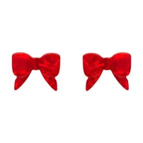 Bow Ripple Stud Earrings - Red