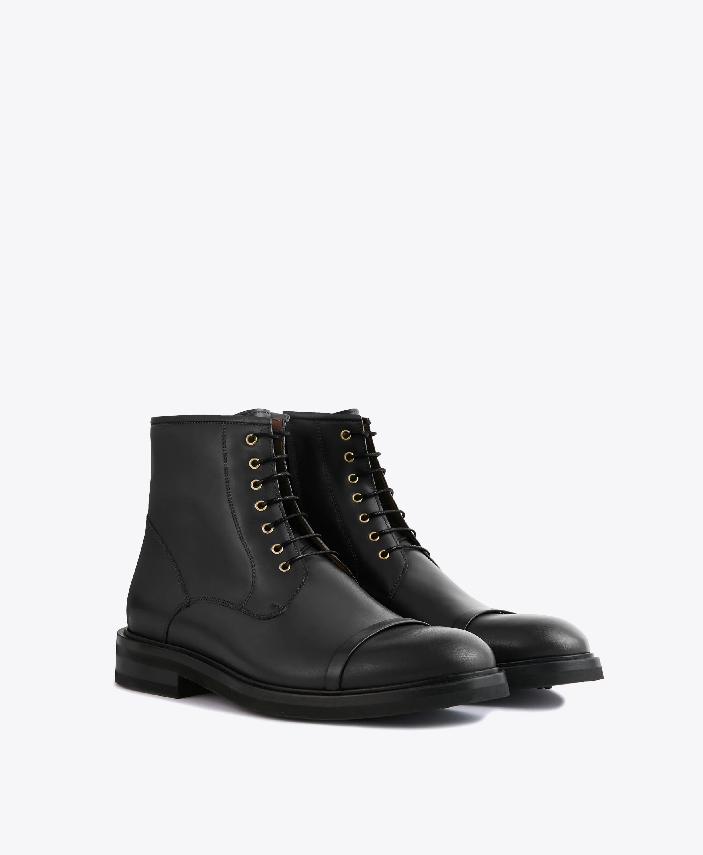 Bryce Black Leather Ankle Boots