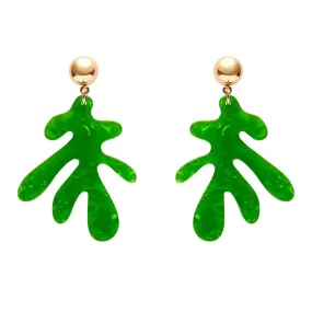 Coral Ripple Drop Earrings - Green