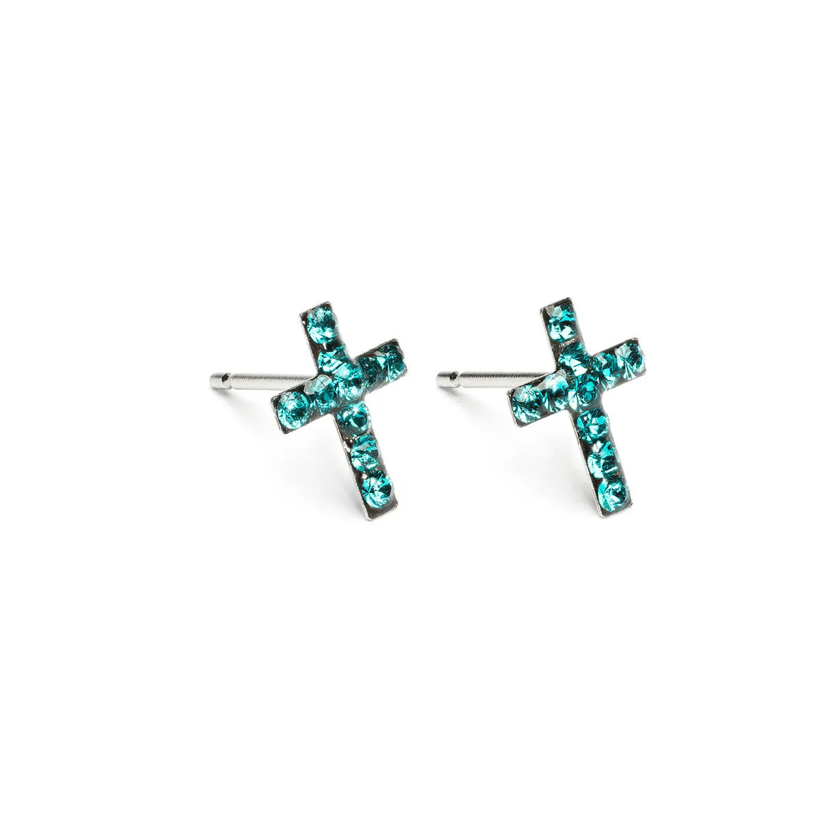 Cross December Birthstone Earrings