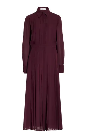 Delphine Shirtdress in Deep Bordeaux Silk Georgette Twill