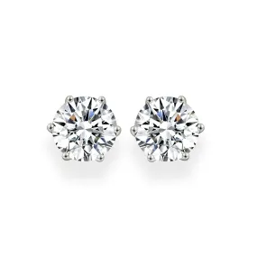 Diamond Crystalline 6 Prong Studs 6 Carat