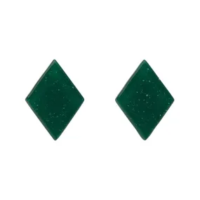 Diamond Glitter Resin Stud Earrings - Emerald