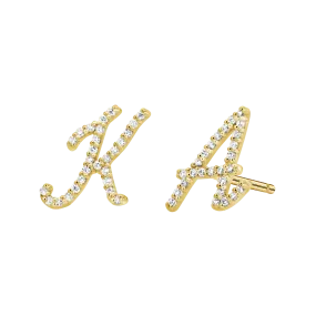 Diamond Pave Script Letter Stud