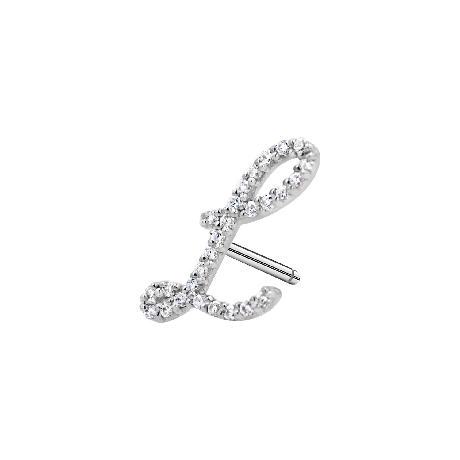 Diamond Pave Script Letter Stud