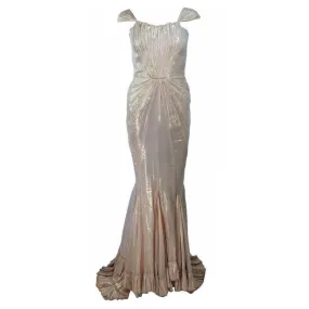 ELIZABETH MASON COUTURE 'Rachel' Made To Measure Silk Lame Gown