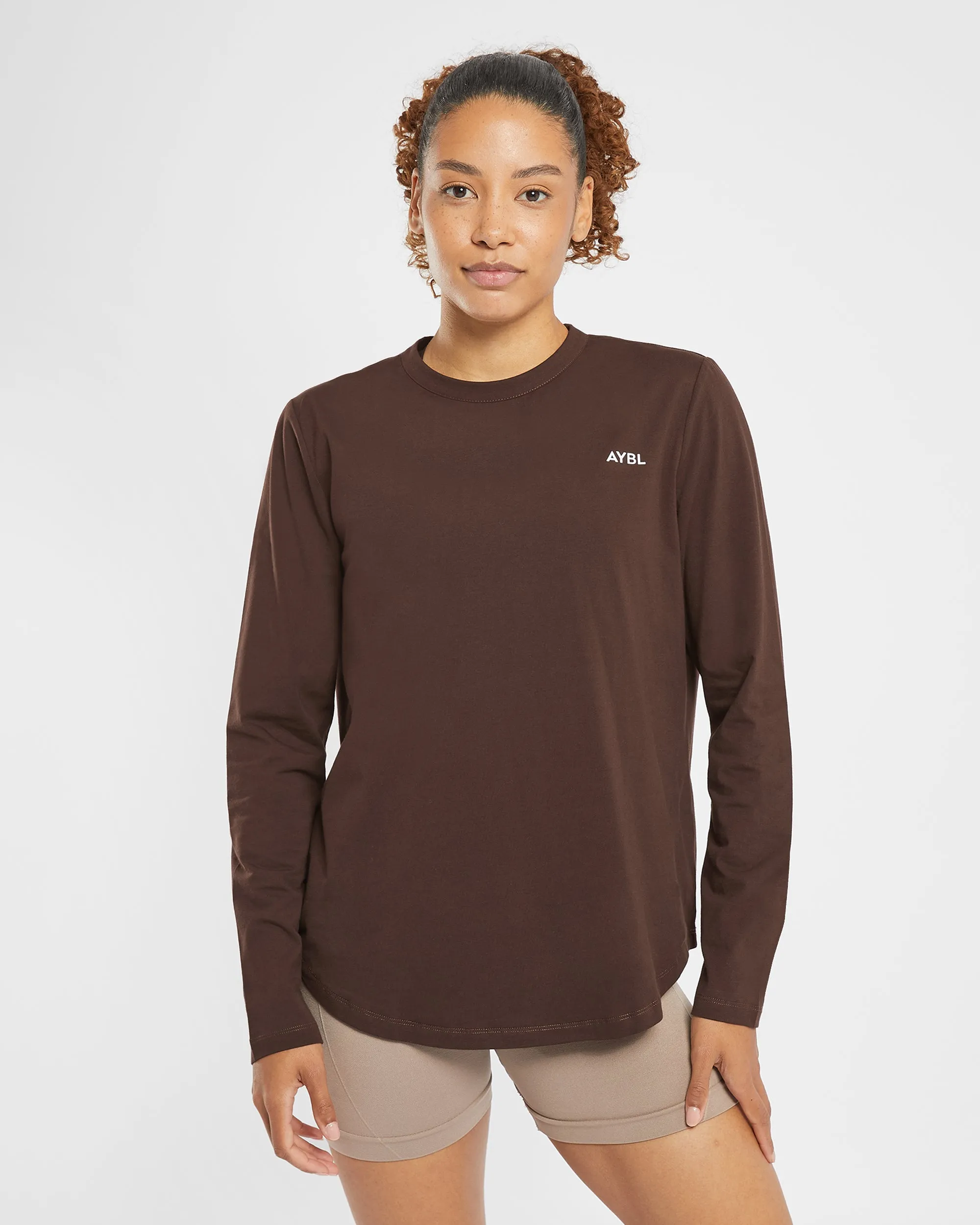 Everyday Relaxed Long Sleeve T Shirt - Brown