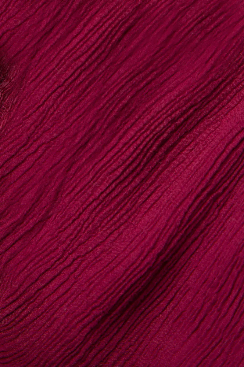 Flared Crinkled Claret Silk Viscose Jacket