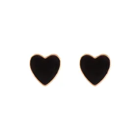 Gold Enamel Heart Stud Earrings