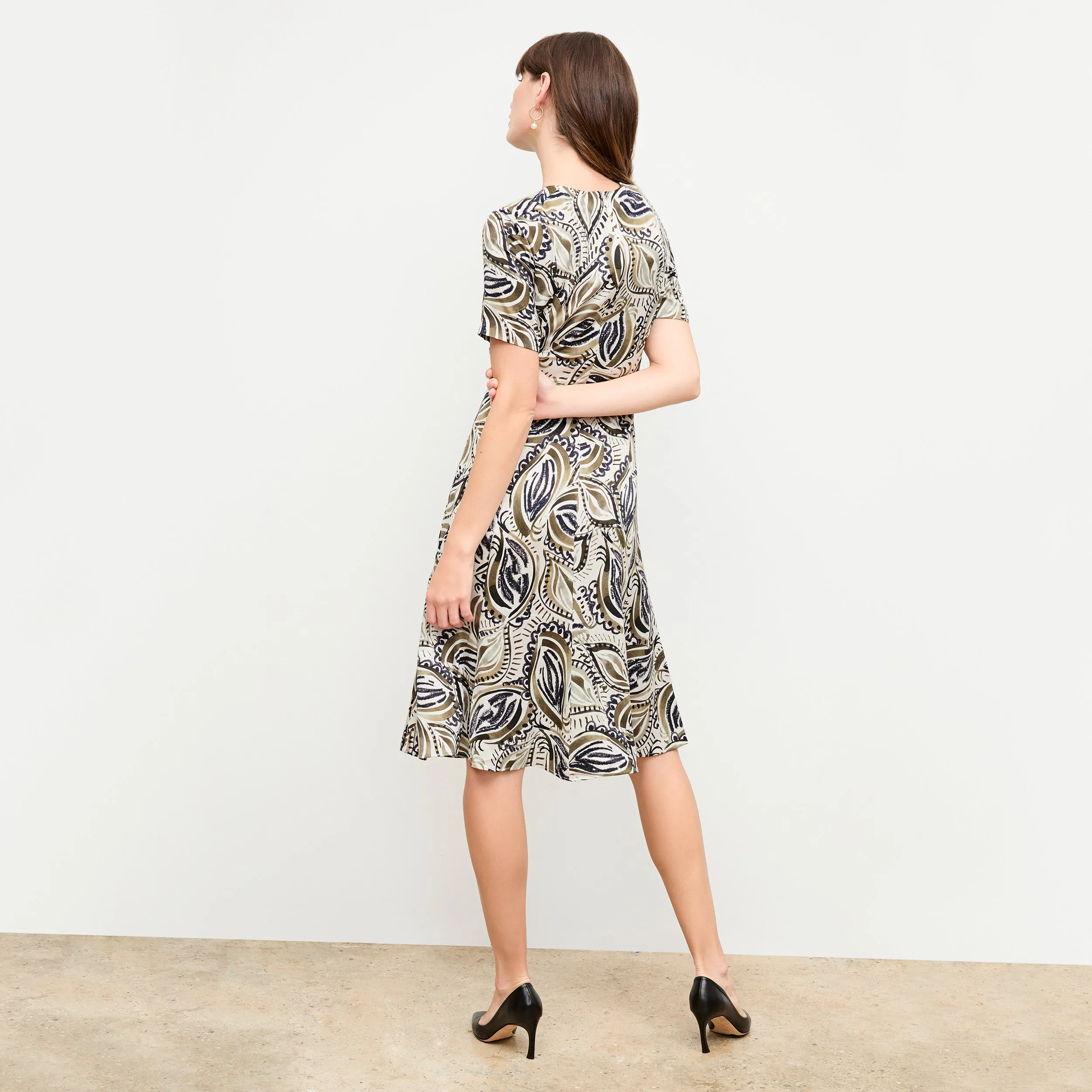 Inez Dress - Washable Silk Charmeuse :: Brushstroke Paisley