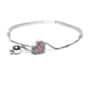 Kairangi Valentine Gift for Girls White Platinum Plated Base Metal Crystal Swiss Cubic Zircon Adjustable Chain Charm Bracelet for Women