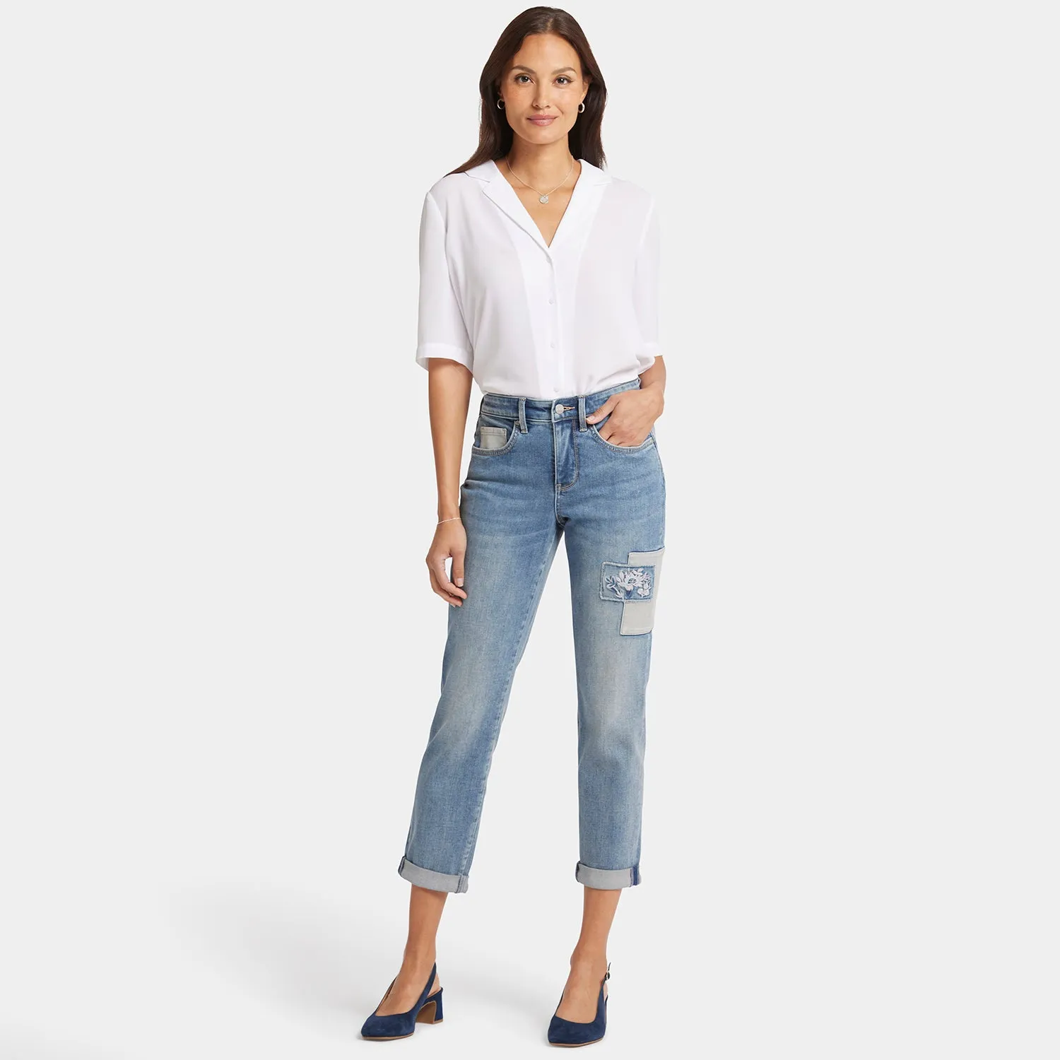 Margot Girlfriend Jeans In Petite - Indigo Stream