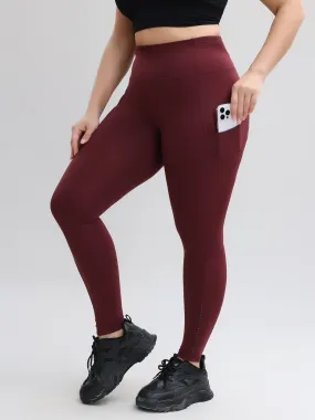 Midsize Stretchy High Waist 9/10 Double Fleece Soft Sports Yoga Leggings with Pockets