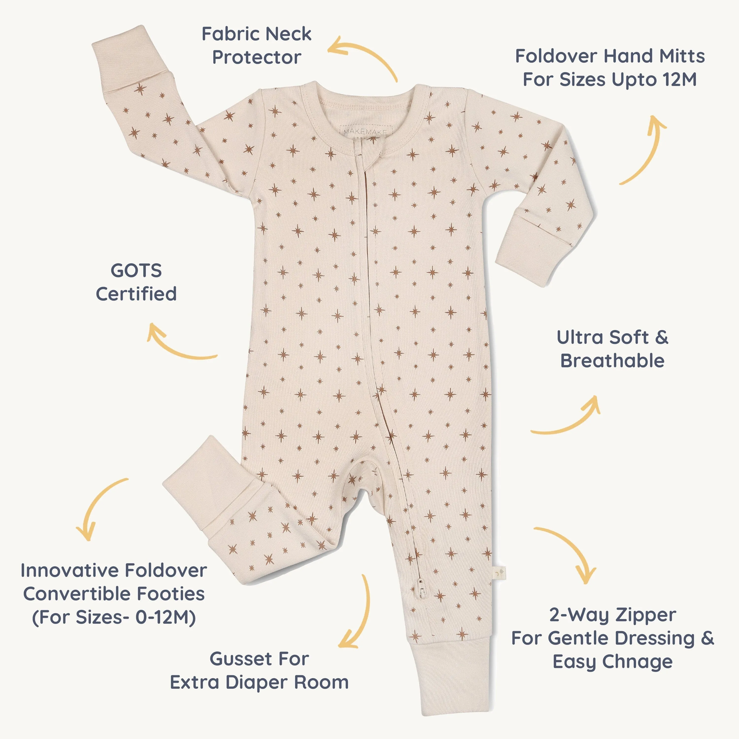 Organic 2-Way Zip Romper | North Star