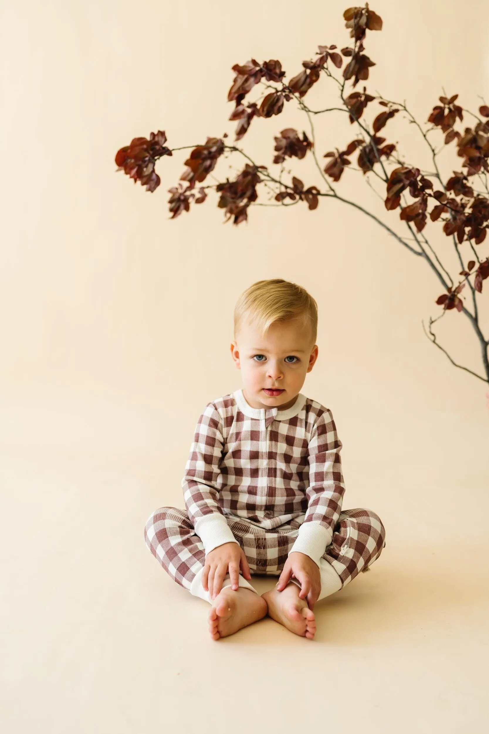 Organic 2-Way Zip Romper | Plum Gingham