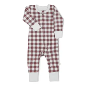 Organic 2-Way Zip Romper | Plum Gingham