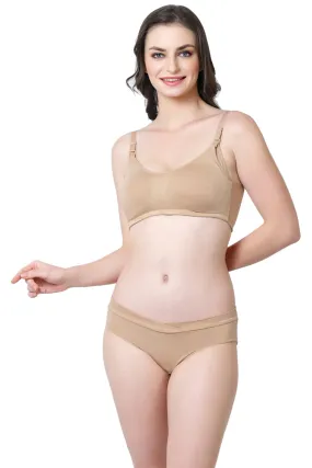 Organic Cotton  Antimicrobial Seamless Maternity Bra and Panty set-IMB004A_IMP102-Skin-