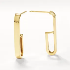 Plain U Shape Paperclip Hoop Stud Earrings in 10k Gold