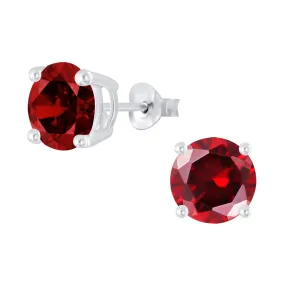 Raajsi by Yellow Chimes 925 Sterling Silver Red Crystal Stud Earrings for Women & Girls | Birthday Gift for girls Anniversary Gift for Wife | With Certificate of Authenticity & 6 Months Warranty