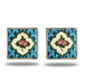 [Rare Bird Collection] Peranakan Tile Stud - Blue