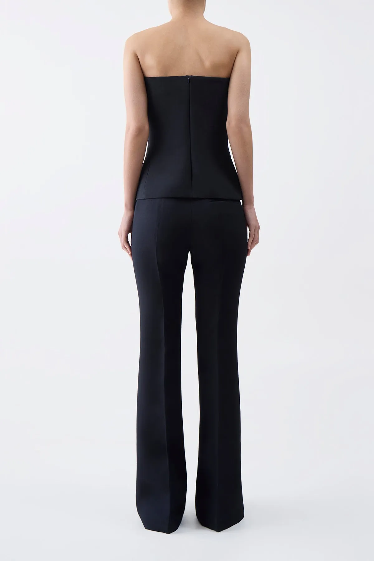 Rhein Pant in Black Wool Silk Cady