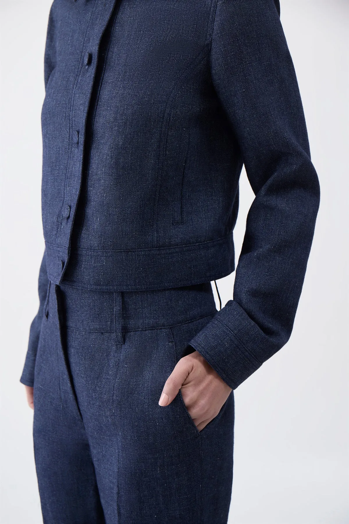 Rhein Pant in Navy Linen Virgin Wool