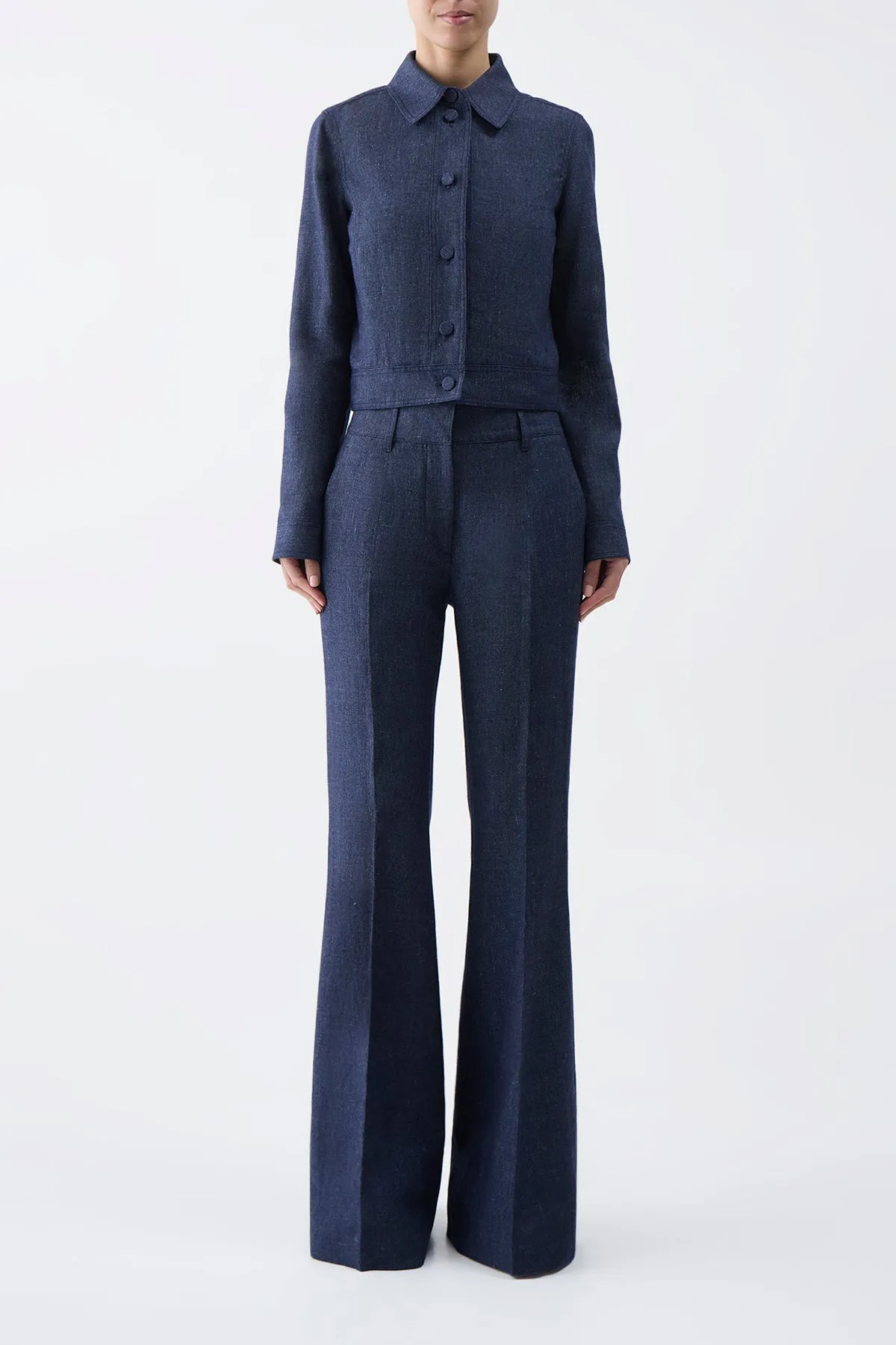 Rhein Pant in Navy Linen Virgin Wool