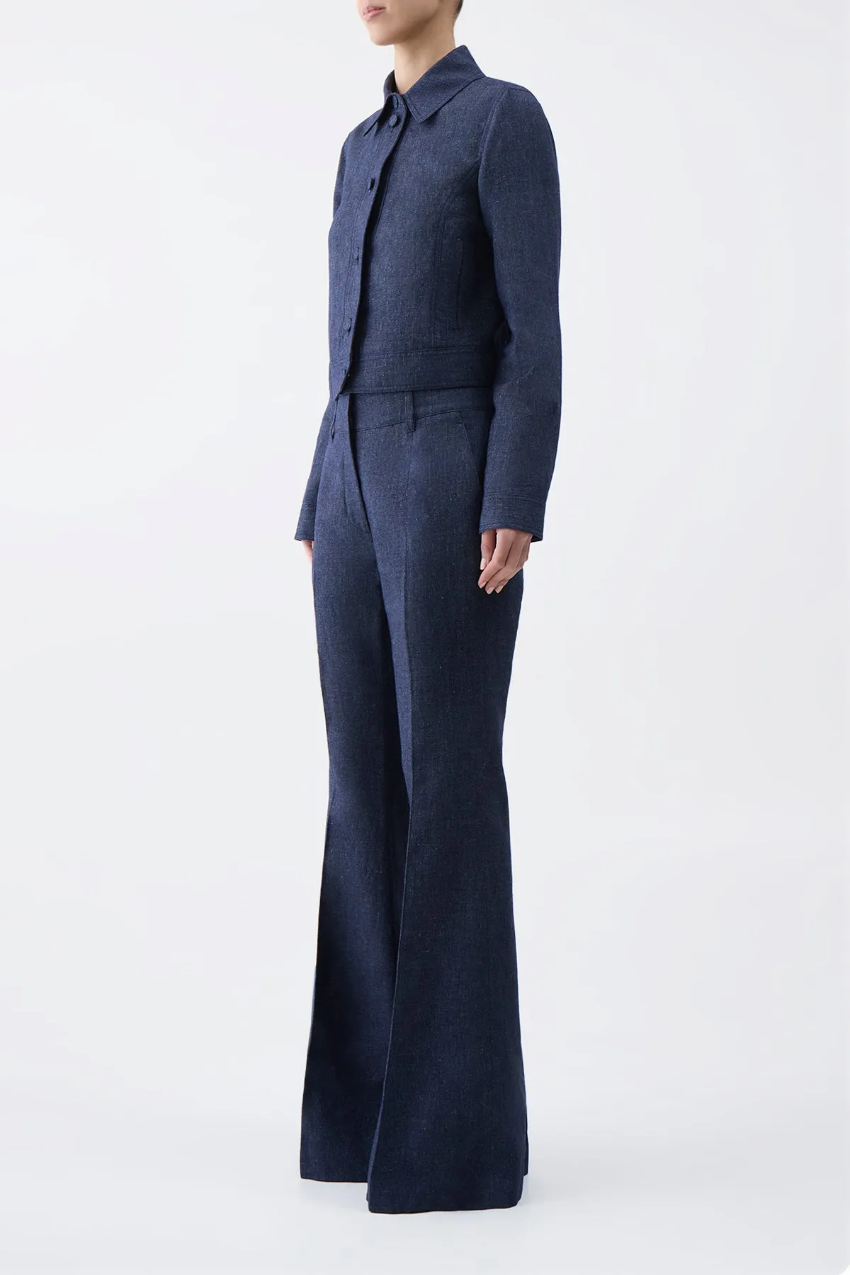 Rhein Pant in Navy Linen Virgin Wool