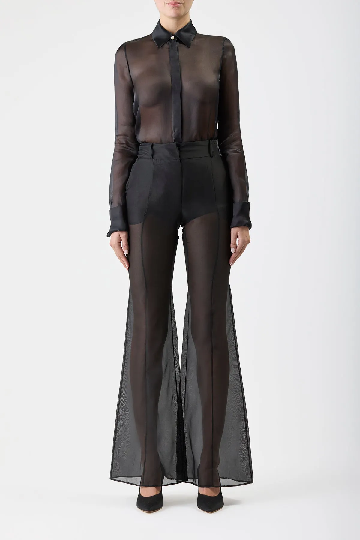 Rhein Sheer Pant in Black Silk Organza