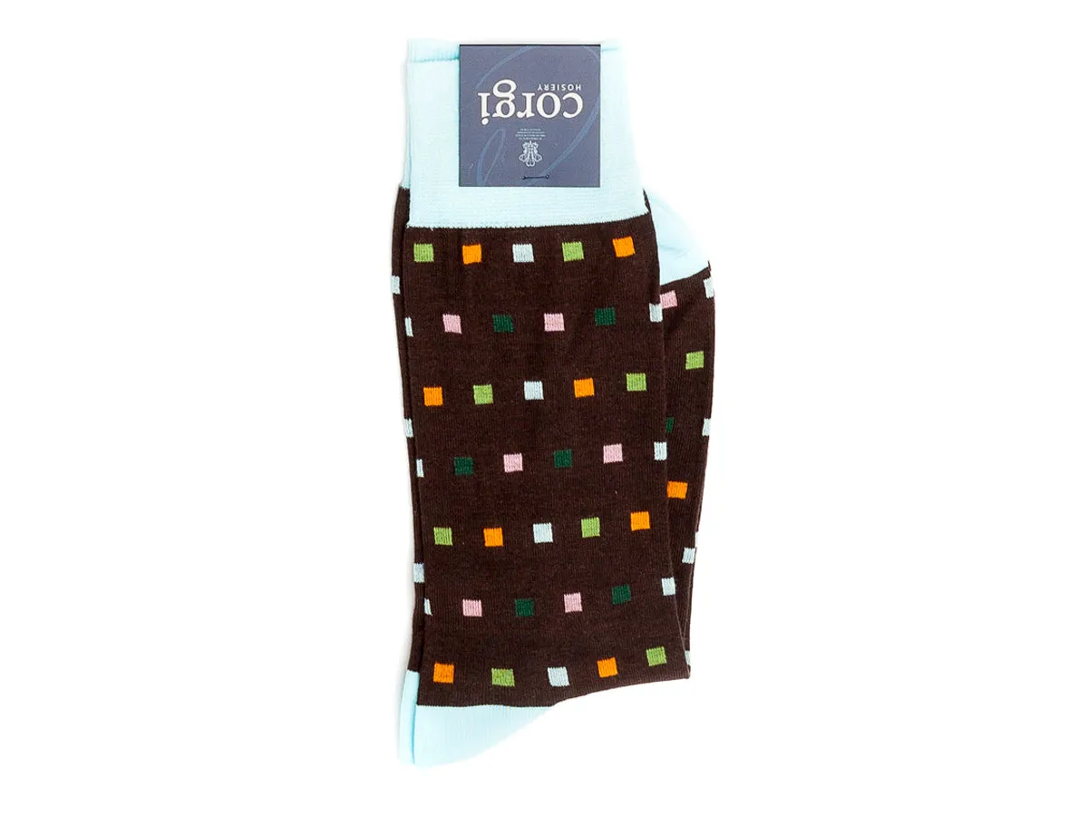 Square Dot Socks Brown