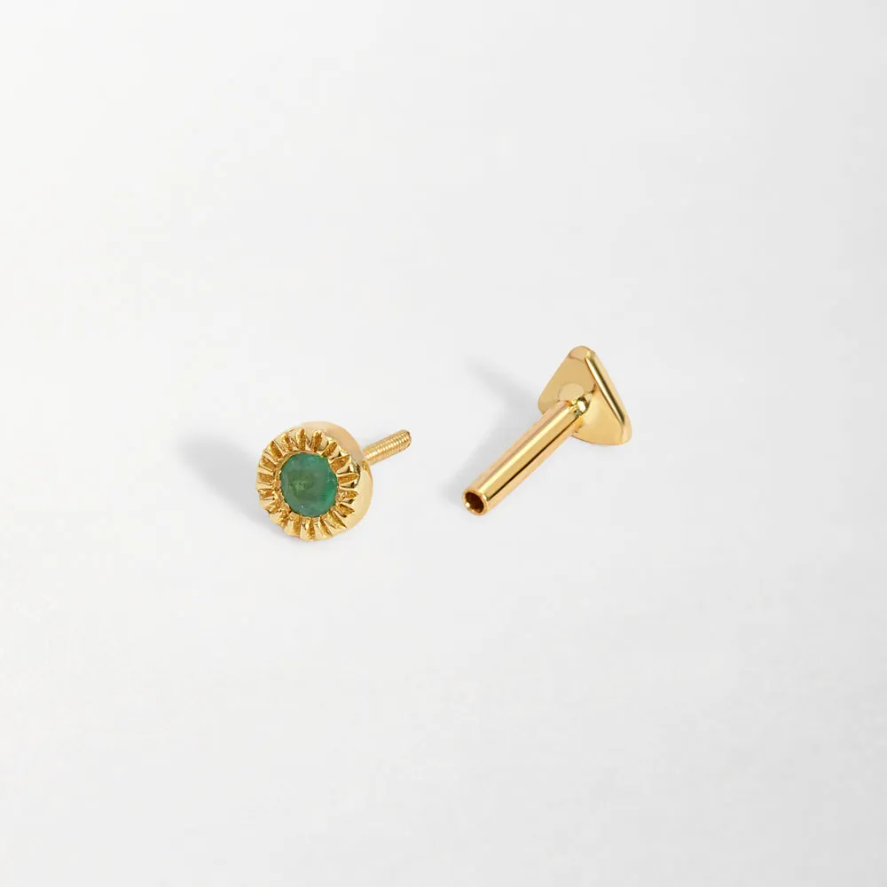 Sun Ray Emerald Piercing Earring