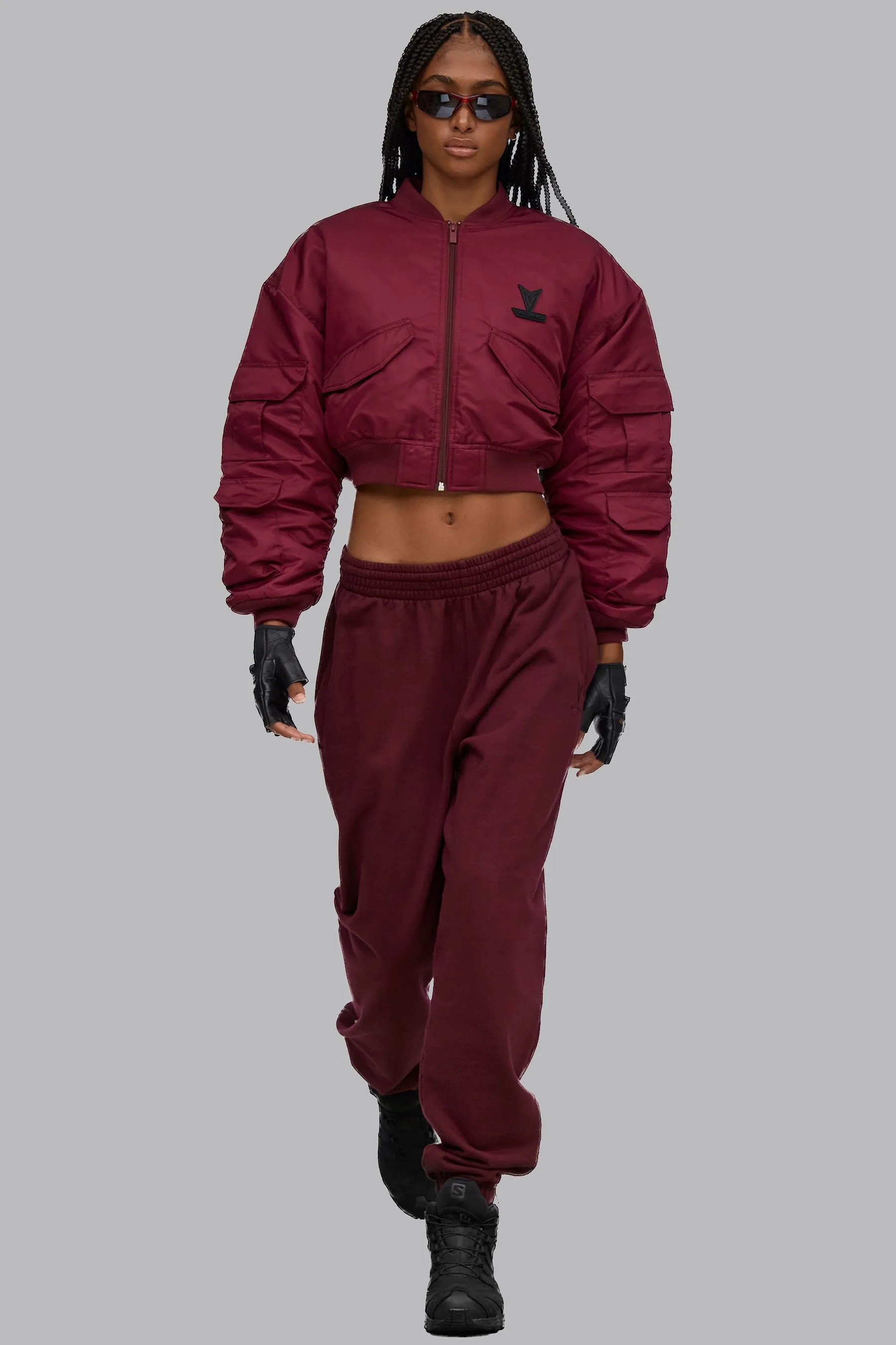 V_FLYTE BOXY BOMBER JACKET - Burgundy