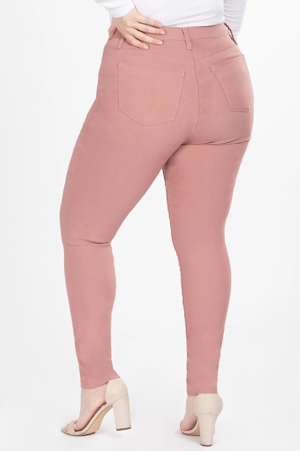 Women's Plus Size Hyperstretch Tummy Control Skinny Pants, Rose Taupe