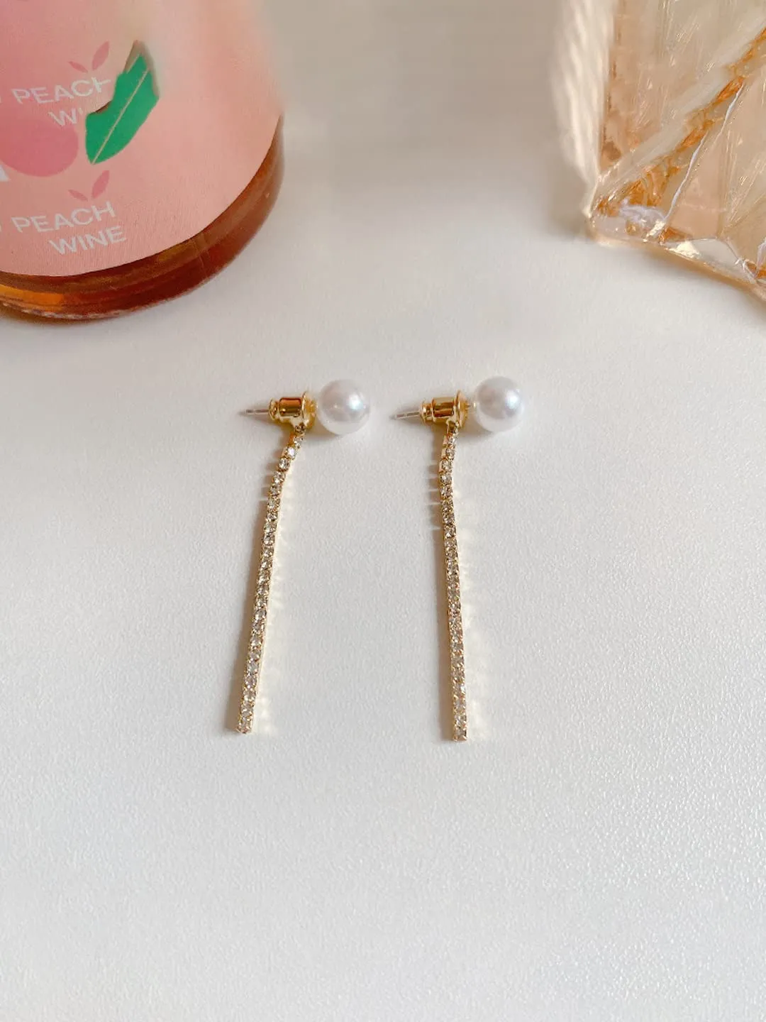 Yellow Chimes Earrings for Women and Girls Drop Earrings for Girls | Gold Toned Pearl & Crystal Drop Earrings | Birthday Gift for girls and women Anniversary Gift for Wife