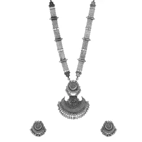 Yellow Chimes Jewellery Set for Women and Girls Traditional Silver Oxidised Jewellery Set for Women| Bohemian Style Oxidized Necklace Set | Birthday Gift For Girls and Women Anniversary Gift for Wife